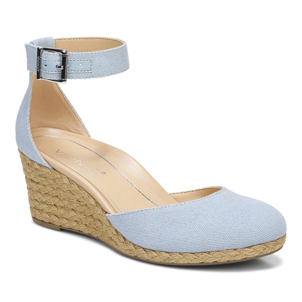 Vionic Sandals Ireland - Amy Wedge Sandal Blue - Womens Shoes Discount | LWRJE-5247